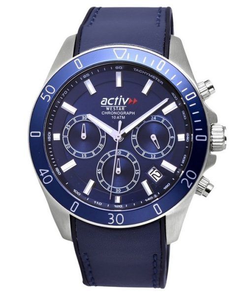 Westar Activ Chronograph Leather Strap Blue Dial Quartz 90245STN144 100M Men's Watch