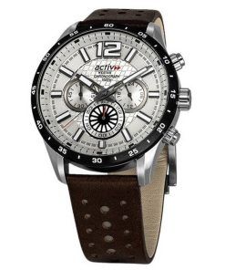 Westar Activ Chronograph Leather Strap Silver Dial Quartz 90249SBN127 100M Men's Watch