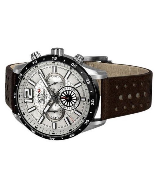 Westar Activ Chronograph Leather Strap Silver Dial Quartz 90249SBN127 100M Men's Watch