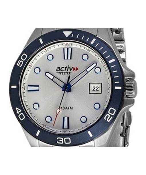 Westar Activ Sports Stainless Steel Silver Dial Quartz 90250SZN101 100M Men's Watch