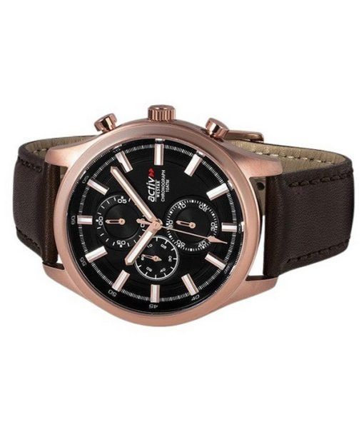 Westar Activ Chronograph Leather Strap Black Dial Quartz 90253PPN623 100M Men's Watch