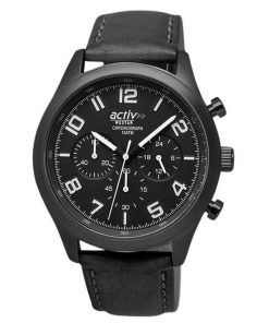 Westar Activ Chronograph Leather Strap Black Dial Quartz 90261GGN103 100M Men's Watch