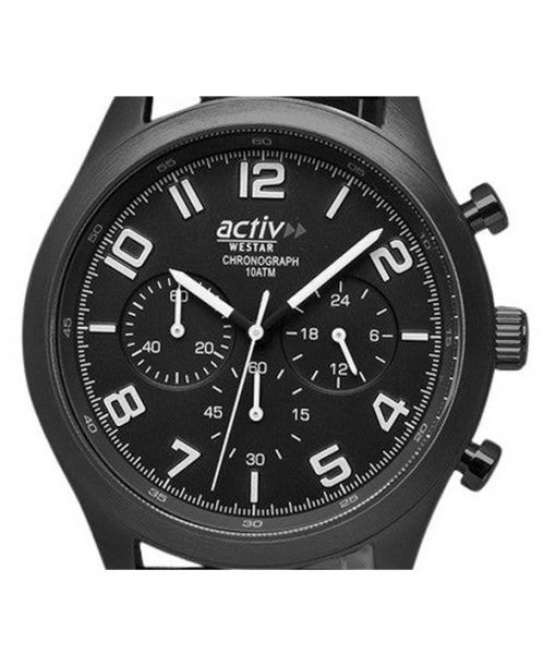 Westar Activ Chronograph Leather Strap Black Dial Quartz 90261GGN103 100M Men's Watch