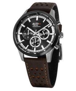 Westar Activ Chronograph Leather Strap Black Dial Quartz 90265SBN123 Men's Watch