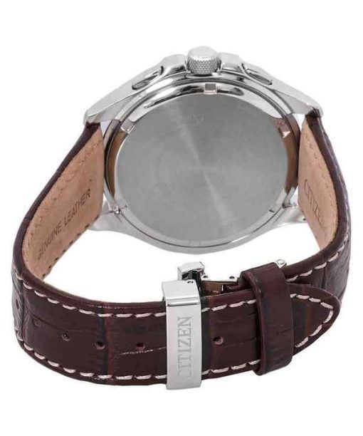 Citizen Eco-Drive Perpetual GMT Leather Strap Brown Dial BL8160-07X 100M Mens Watch