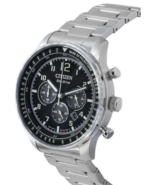 Citizen Eco-Drive Chronograph Stainless Steel Black Dial CA4500-83E 100M Men's Watch