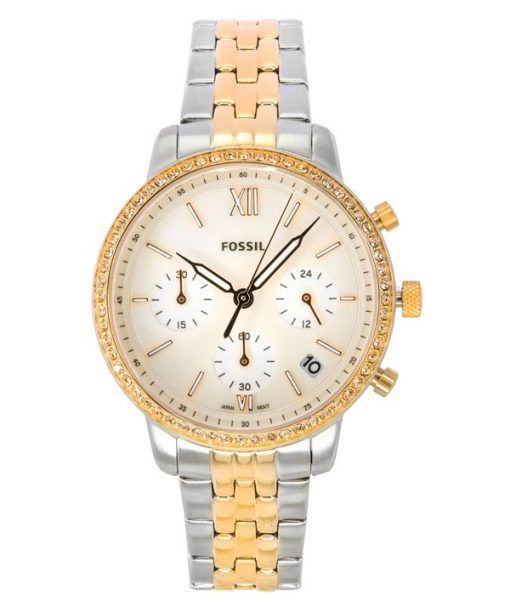 Fossil Neutra Chronograph Two Tone Stainless Steel White Mother Of Pearl Dial Quartz ES5279 Women's Watch