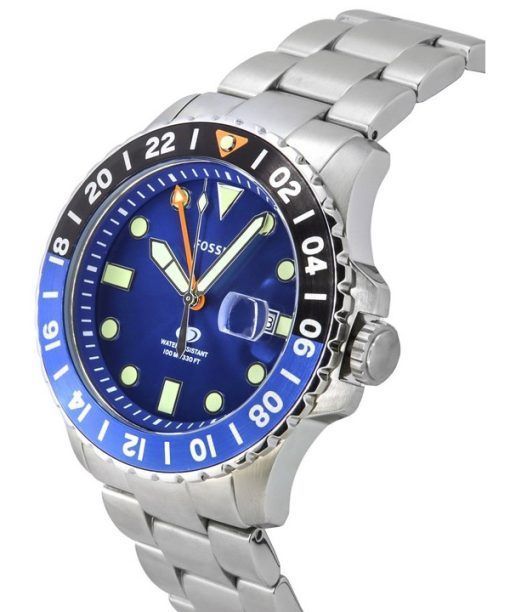 Fossil Blue GMT Stainless Steel Blue Dial Quartz FS5991 100M Men's Watch