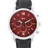 Fossil Neutra Chronograph Black LiteHide Leather Strap Burgundy Dial Quartz FS6016 Men's Watch