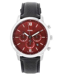 Fossil Neutra Chronograph Black LiteHide Leather Strap Burgundy Dial Quartz FS6016 Men's Watch