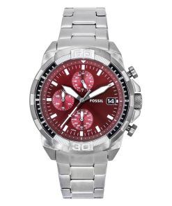 Fossil Bronson Chronograph Smoke Stainless Steel Burgundy Dial Quartz FS6017 Men's Watch