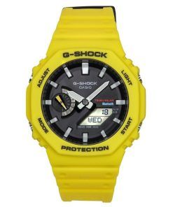 Casio G-Shock Mobile Link Analog Digital Yellow Resin Strap Black Dial Solar GA-B2100C-9A 200M Men's Watch