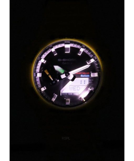 Casio G-Shock Mobile Link Analog Digital Yellow Resin Strap Black Dial Solar GA-B2100C-9A 200M Men's Watch