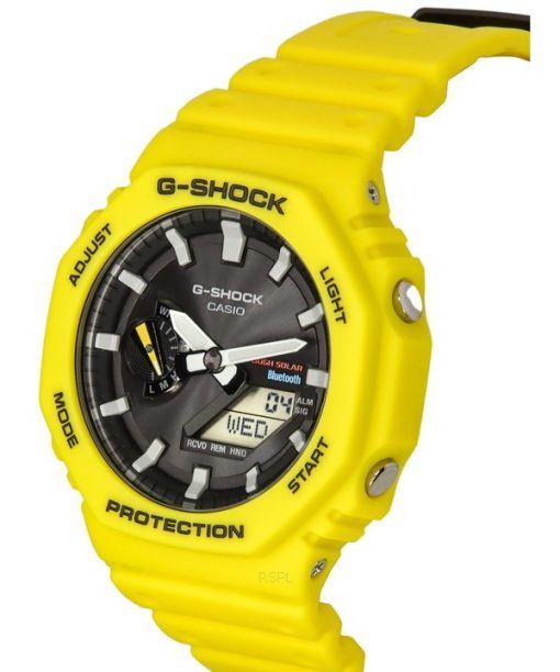 Casio G-Shock Mobile Link Analog Digital Yellow Resin Strap Black Dial Solar GA-B2100C-9A 200M Men's Watch