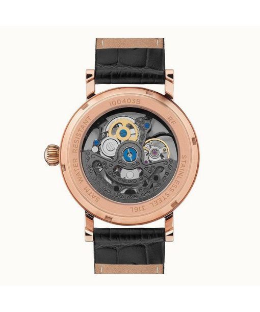 Ingersoll The Herald Leather Strap Black Skeleton Dial Automatic I00403B Mens Watch