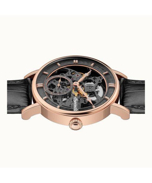 Ingersoll The Herald Leather Strap Black Skeleton Dial Automatic I00403B Mens Watch