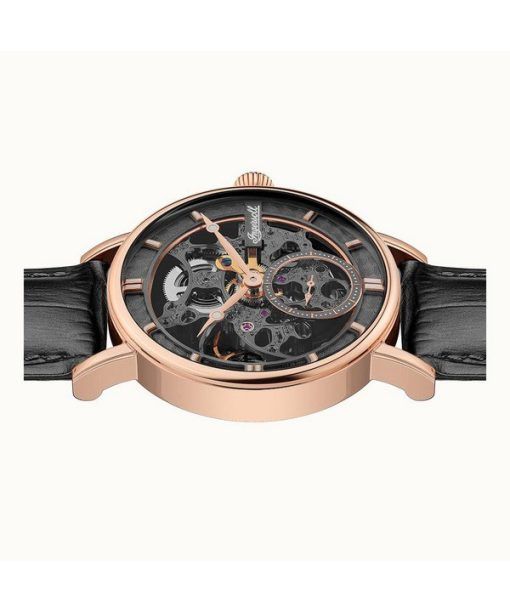 Ingersoll The Herald Leather Strap Black Skeleton Dial Automatic I00403B Mens Watch