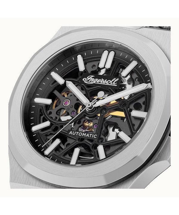 Ingersoll The Catalina Leather Strap Black Skeleton Dial Automatic I12502 Mens Watch