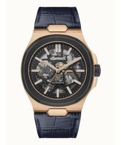 Ingersoll The Catalina Leather Strap Black Skeleton Dial Automatic I12506 Mens Watch