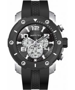Invicta Pro Diver Chronograph Silicone Strap Black Dial Quartz 45739 100M Men's Watch