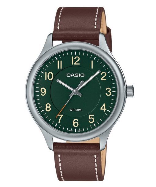 Casio Standard Analog Leather Strap Green Dial Quartz MTP-B160L-3B Mens Watch