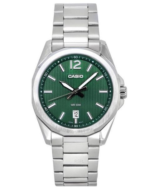 Casio Standard Analog Stainless Steel Green Dial Quartz MTP-E725D-3A Men's Watch