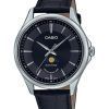 Casio Standard Analog Moon Phase Leather Strap Black Dial Quartz MTP-M100L-1A Mens Watch