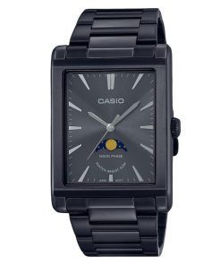 Casio Standard Analog Moon Phase Stainless Steel Black Dial Quartz MTP-M105B-1A Mens Watch