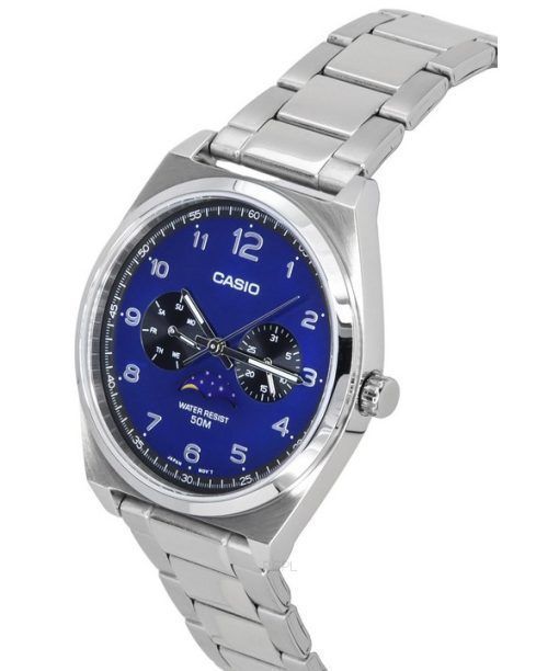 Casio Standard Analog Stainless Steel Moon Phase Blue Dial Quartz MTP-M300D-2A Men's Watch
