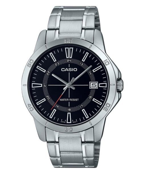 Casio Standard Analog Stainless Steel Black Dial Quartz MTP-V004D-1C Mens Watch