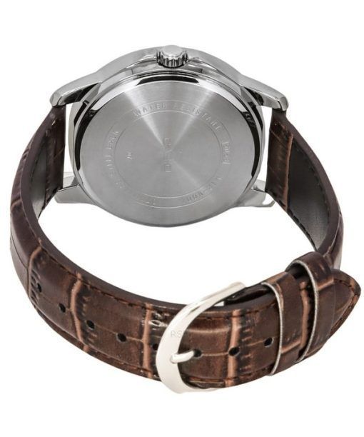 Casio Standard Analog Brown Leather Strap Silver Dial Quartz MTP-V004L-7C Mens Watch