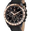 Maserati Traguardo Chronograph Leather Strap Black Dial Quartz R8871612036 100M Mens Watch