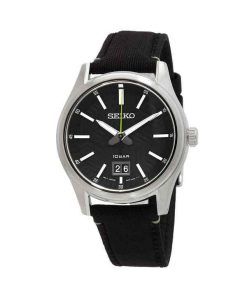 Seiko Big Date Nylon Strap Black Dial Quartz SUR517P1 100M Men's Watch