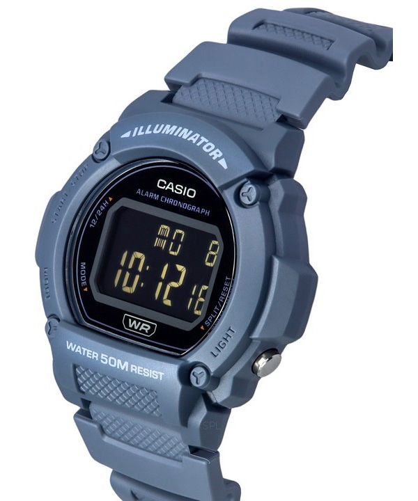 Casio Standard Illuminator Digital Light Blue Resin Strap Quartz W-219HC-2B Mens Watch