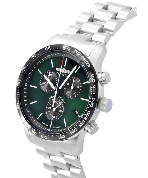 Zeppelin Night Cruise Chronograph Stainless Steel Green Dial Quartz 7288M4set 100M Men's Watch With Extra Strap