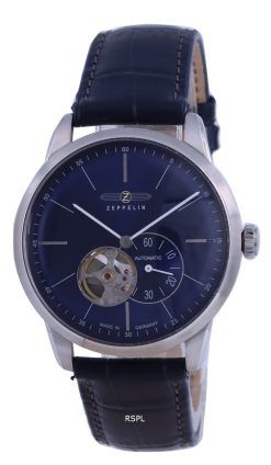 Zeppelin Flatline Open Heart Blue Dial Leather Strap Automatic 7364-3 73643 Mens Watch