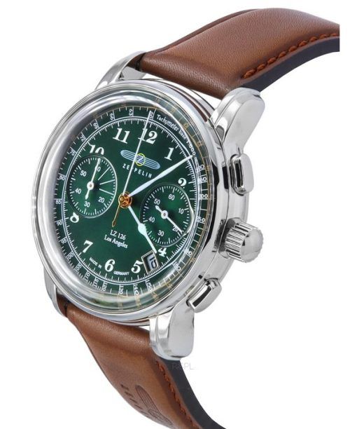 Zeppelin LZ126 Los Angeles Chronograph Leather Strap Green Dial Quartz 76144 Men's Watch