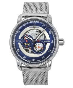 Zeppelin New Captain's Line Stainless Steel Blue Skeleton Dial Automatic 8664M3 Men's Watch