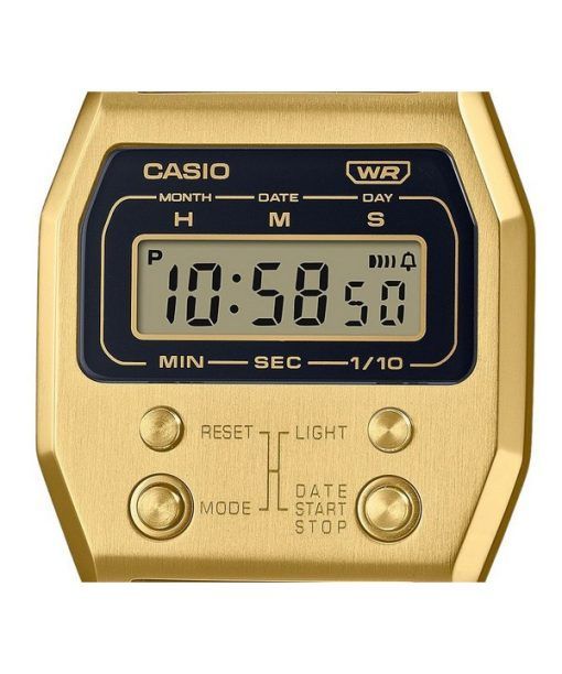 Casio Vintage Digital Gold Ion Plated Stainless Steel Quartz A1100G-5 Unisex Watch