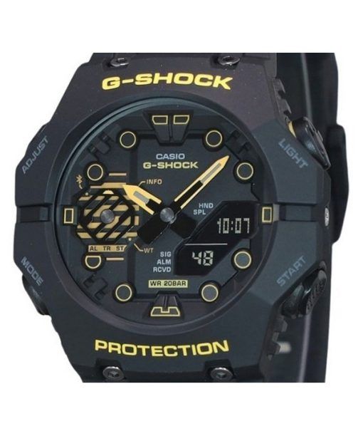 Casio G-Shock Caution Yellow Mobile Link Analog Digital Resin Strap Black Dial Quartz GA-B001CY-1A 200M Mens Watch