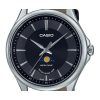 Casio Standard Analog Moon Phase Leather Strap Black Dial Quartz MTP-M100L-1A Mens Watch