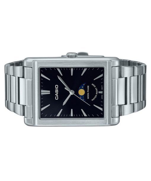 Casio Standard Analog Moon Phase Stainless Steel Black Dial Quartz MTP-M105D-1A Mens Watch