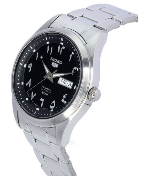 Seiko 5 Stainless Steel Black Arabic Dial Automatic SNKP21 SNKP21J1 SNKP21J Men's Watch