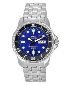 Ratio FreeDiver Professional Sapphire Sunray Blue Dial Quartz 36JL140-BLU 200M Men's Watch