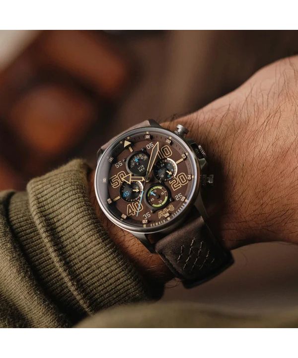 AVI-8 Hawker Typhoon Rb396 Sheila Chronograph Limited Edition Westhampnett Brown Dial Quartz AV-4093-06 Mens Watch