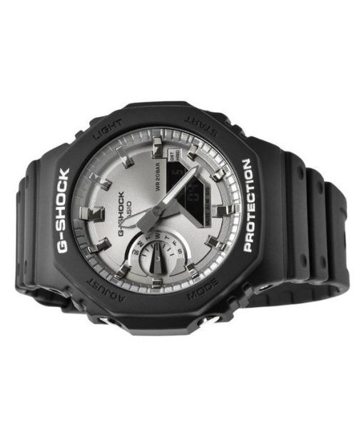 Casio G-Shock Analog Digital Black And Silver Color Resin Strap Quartz GA-2100SB-1A 200M Mens Watch