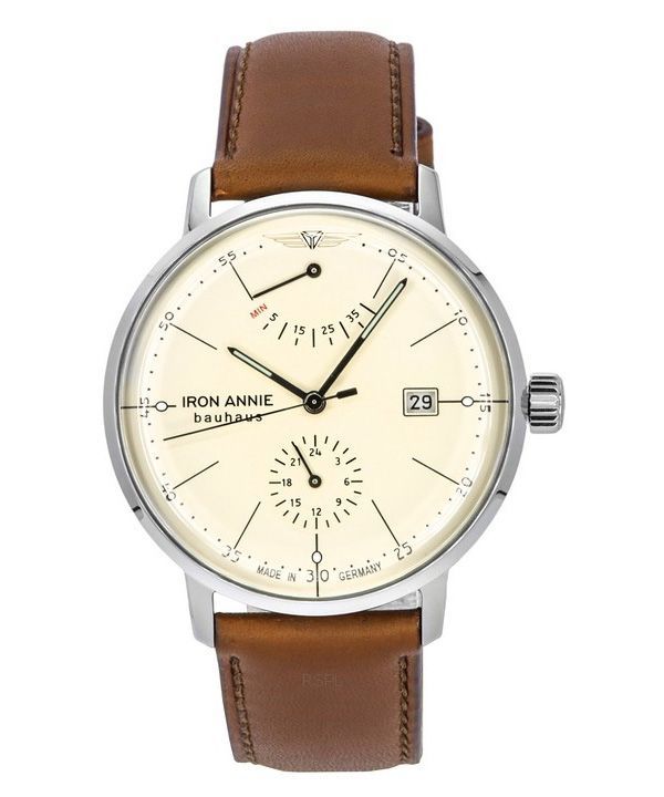 Iron Annie Bauhaus Leather Strap Beige Dial Automatic 50605 Men's Watch