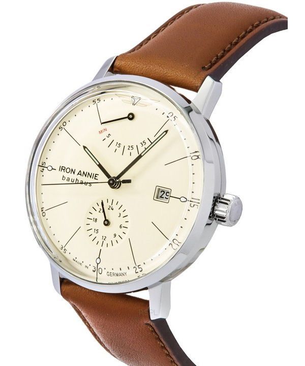 Iron Annie Bauhaus Leather Strap Beige Dial Automatic 50605 Men's Watch