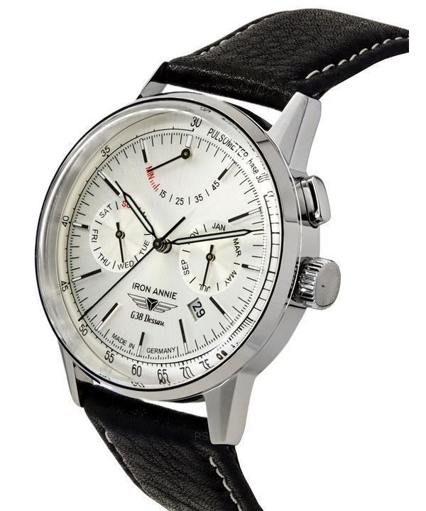 Iron Annie G38 Dessau Leather Strap Silver Dial Automatic 53621 Men's Watch