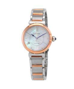 Citizen L Series Diamond Accent Two Tone Stainless Steel Mother Of Pearl Dial Eco-Drive EM1074-82D Women's Watch